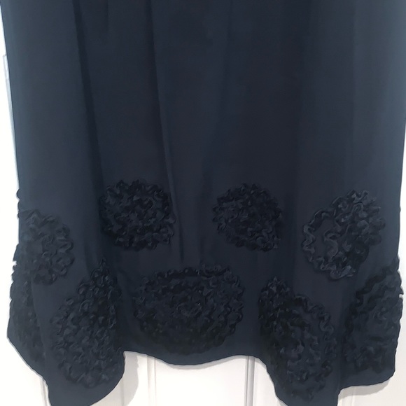 Navy and gold beaded silk dress with rosettes. - Picture 2 of 9